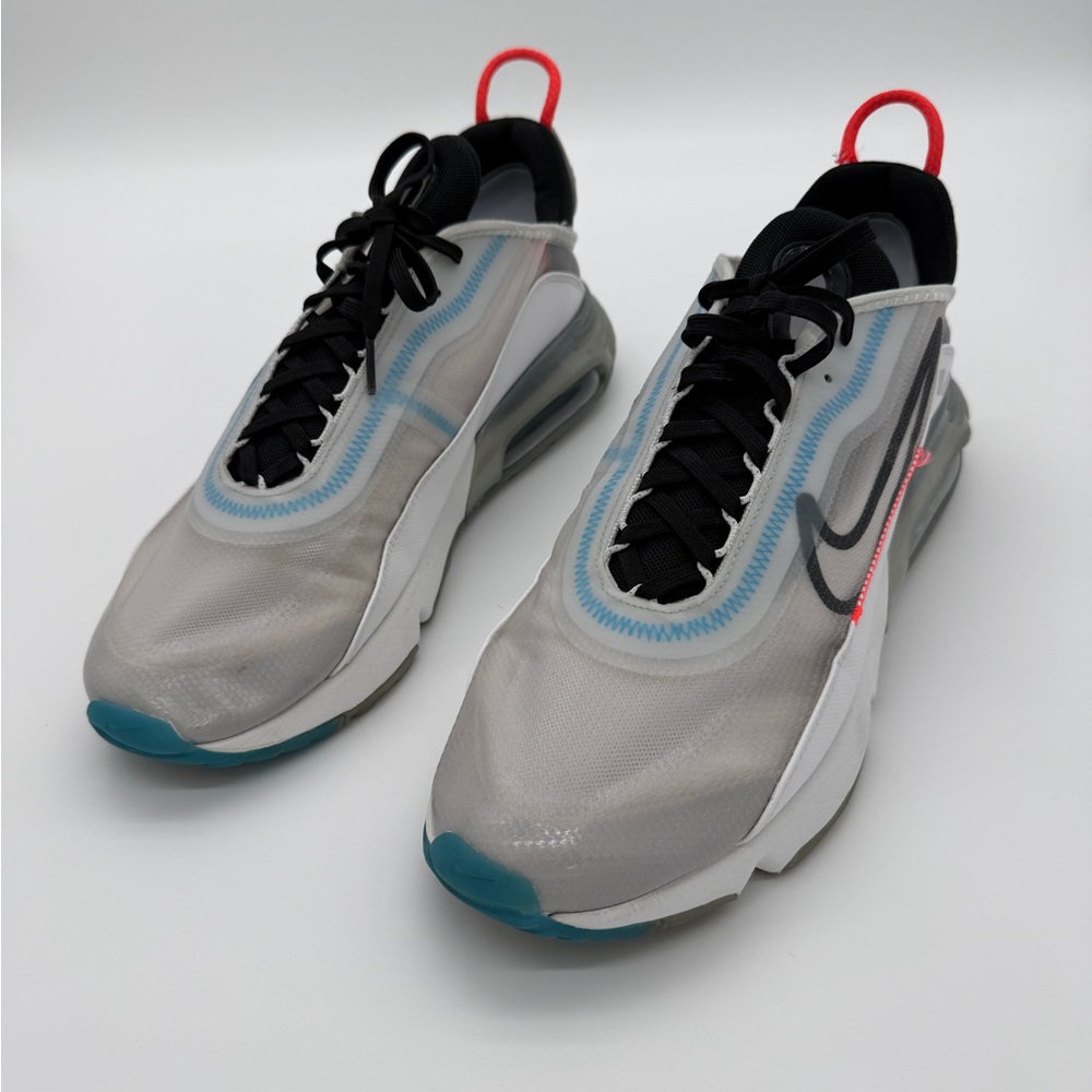 ***Nike Air Max 2090 Pure Platinum Grey Aqua Blue Red Sneakers Techwear Cyber 13